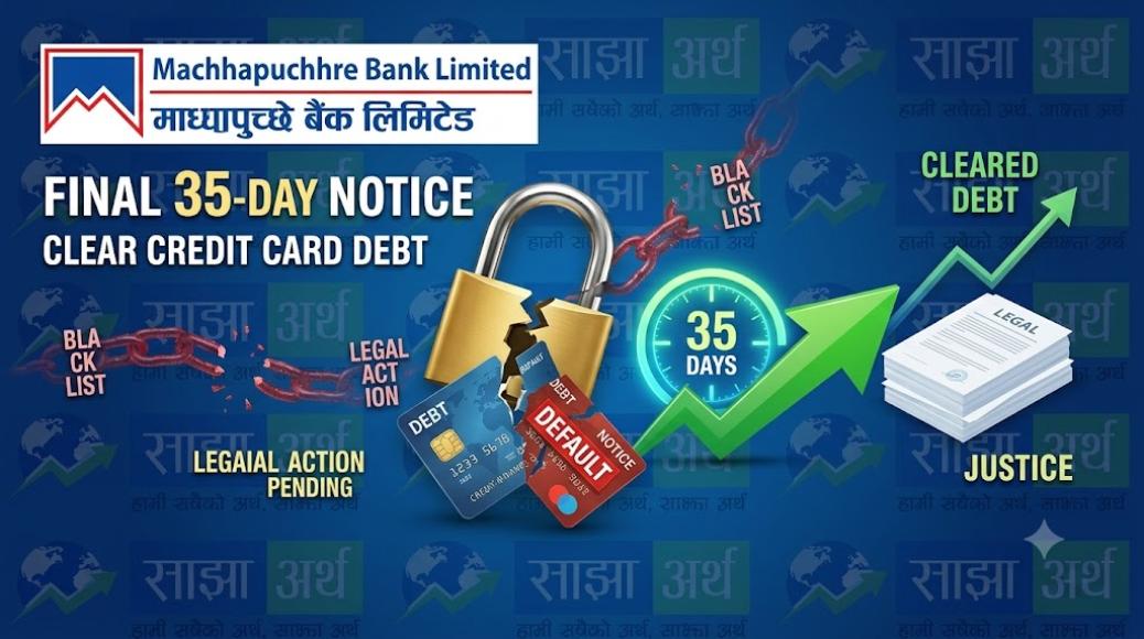बैंकद्वारा क्रेडिट कार्ड ऋणीहरूलाई ३५ दिनभित्र कर्जा चुक्ता गर्न ताकेता