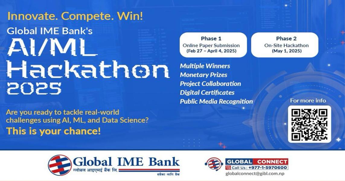 ग्लोबल आइएमई बैंकले “ग्लोबल आइएमई एआईरएमएल ह्याकाथन” आयोजना गर्ने