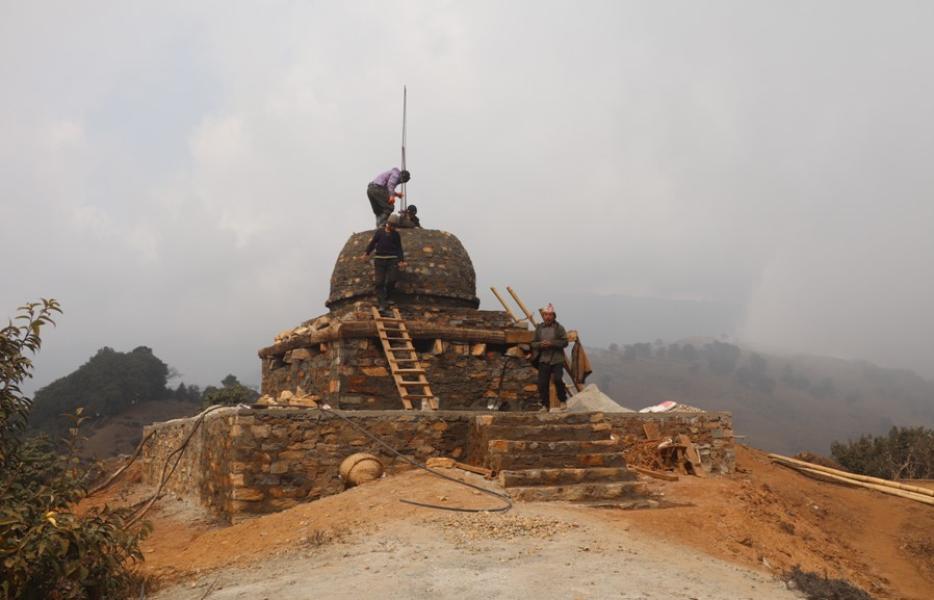 पाँचधारेमा स्तूपा निर्माण