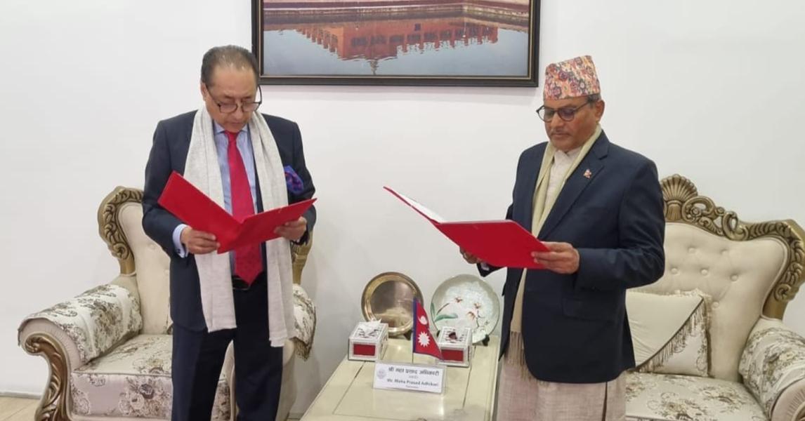 नेपाल इन्भेष्टमेण्ट मेगा बैंकका अध्यक्ष  पाँडेले लिए शपथ