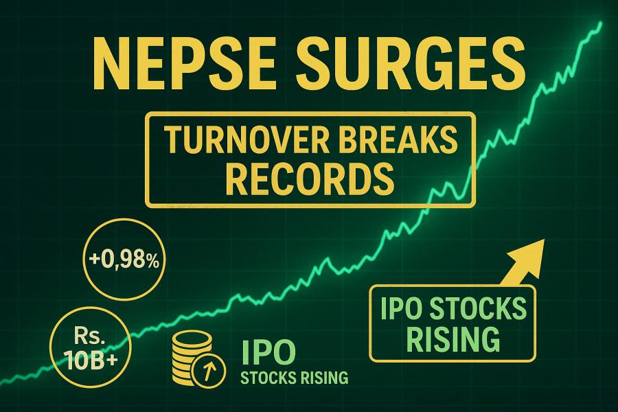 NEPSE Jumps Nearly 1% as Turnover Crosses Rs. 10.79B Amid Bullish Sentiment