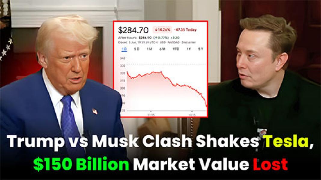 Trump vs. Musk Clash Shakes Tesla, $150 Billion Market Value Lost
