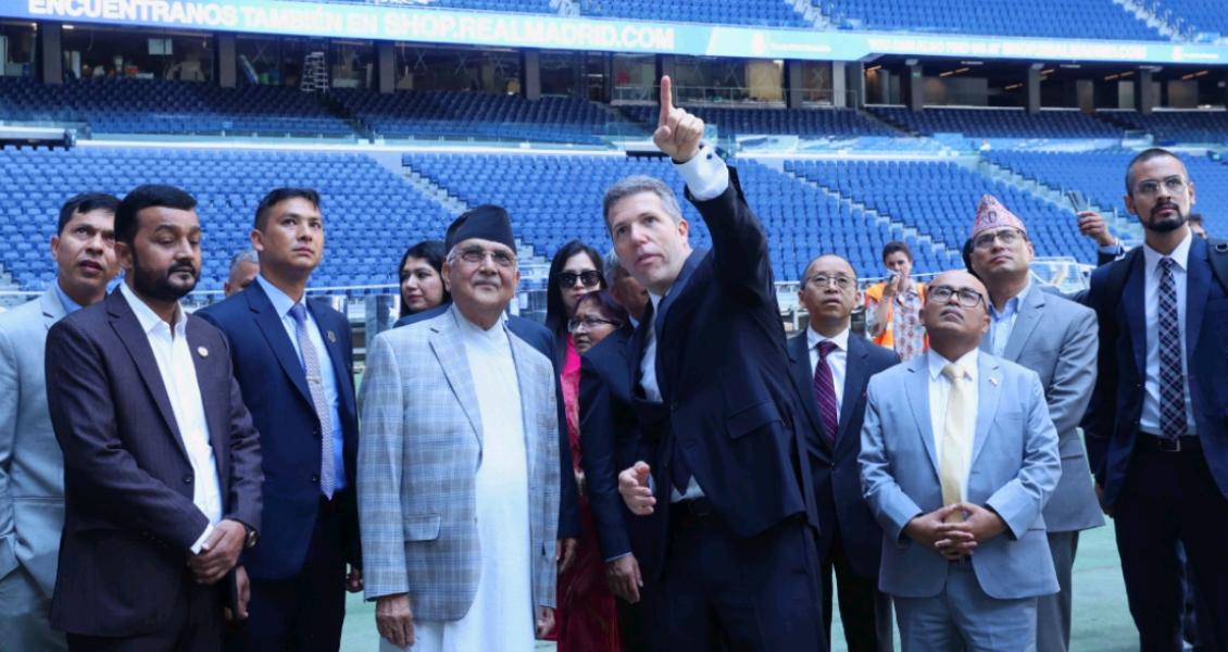 प्रधानमन्त्री ओलीद्वारा रियल मेड्रिडको रङ्गशाला अवलोकन