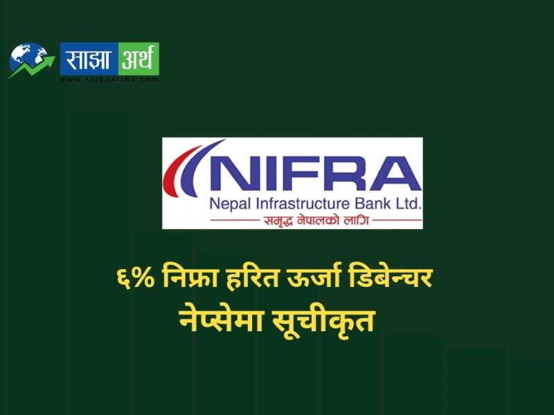 ६% निफ्रा हरित ऊर्जा डिबेन्चर नेप्सेमा सूचीकृत