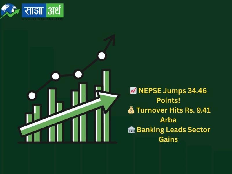 NEPSE Rebounds with 34.46-Point Gain; Turnover Hits Rs. 9.41 Arba