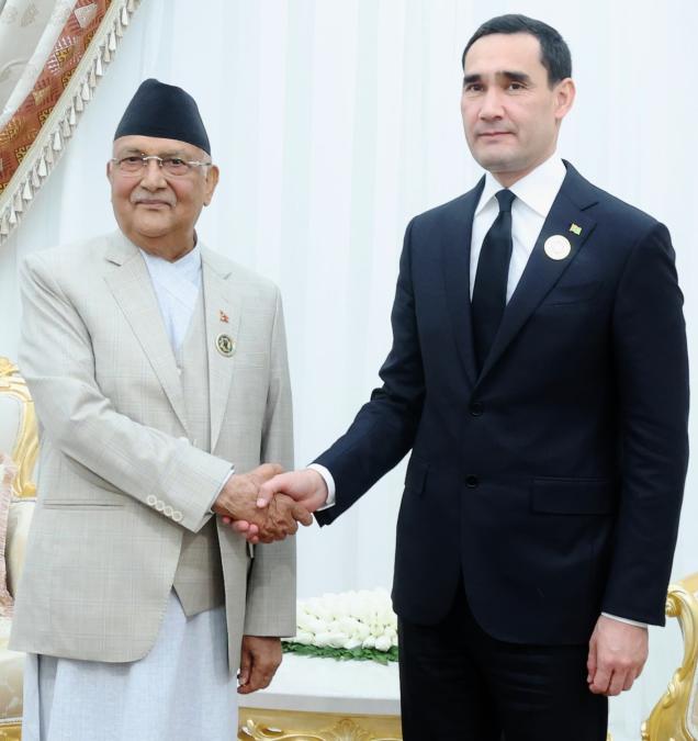 प्रधानमन्त्री र तुर्कमेनिस्तानका राष्ट्रपतिबीच भेटवार्ता