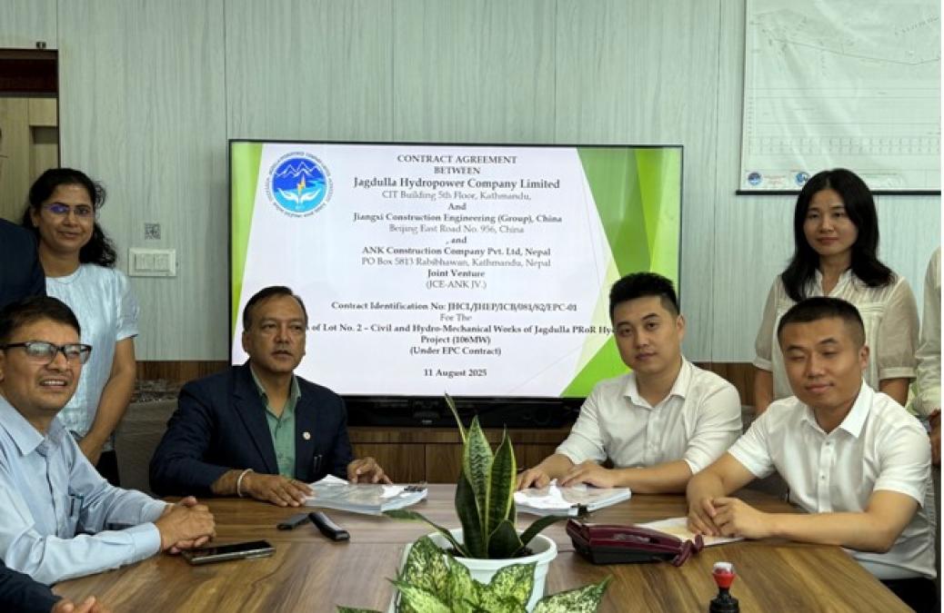 जलगदुल्ला जलविद्युत् आयोजनाको निर्माण प्रक्रिया अघि बढ्यो, ठेक्का सम्झौतामा हस्ताक्षर