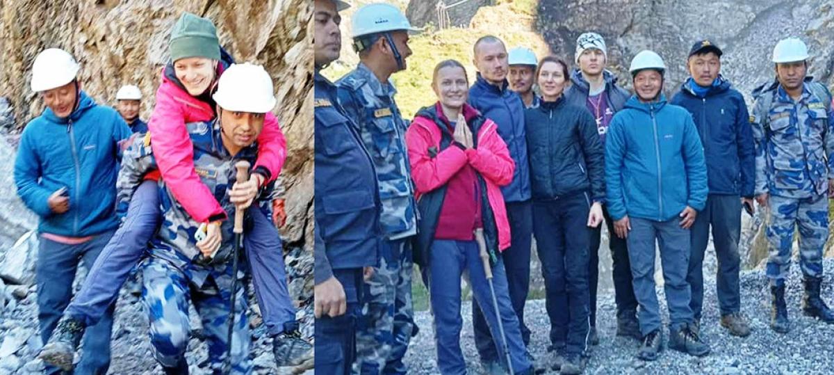 दोलखाको लप्चीमा अलपत्र परेका चार पर्यटकको उद्दार