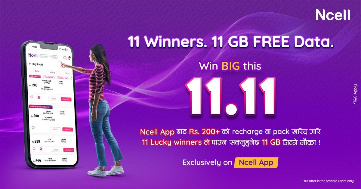Ncell launches ‘11:11 Ncell App Campaign’ offering 11GB free data