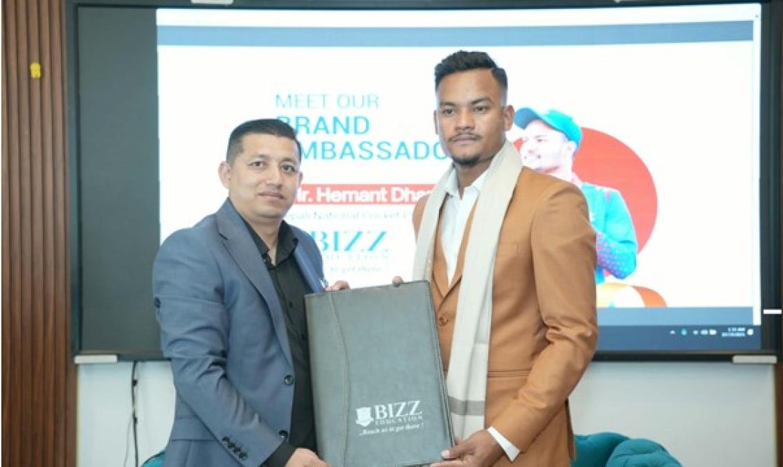 क्रिकेट खेलाडी धामी बिज एजुकेशनका ब्रान्ड एम्बासडर