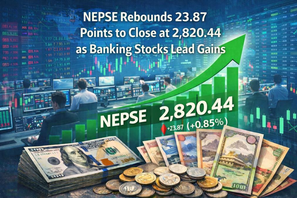 NEPSE Rebounds 23.87 Points to Close at 2,820.44 as Banking Stocks Lead Gains