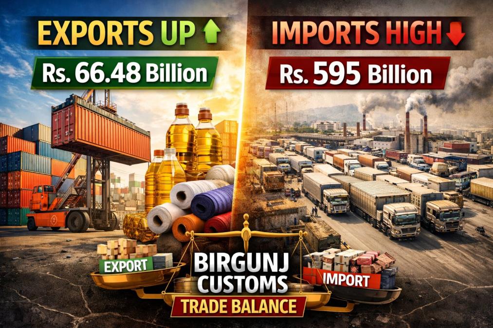 वीरगञ्ज भन्सारबाट निर्यात बढ्यो, आयात अझै उच्च